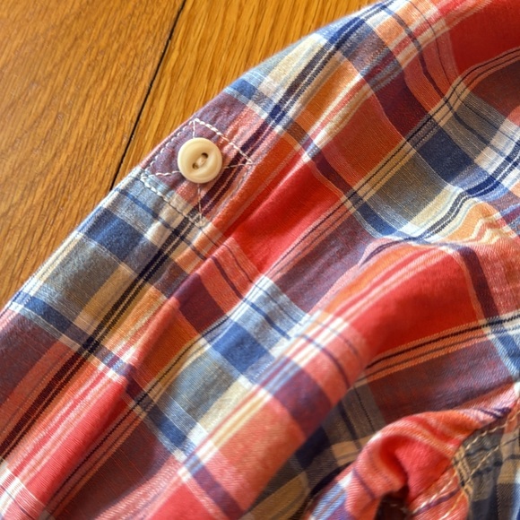 Shorts & shirt button down plaid Gap cargo blue coral boys 10/12 L 100% cotton - Picture 3 of 11